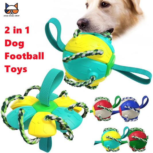 UFO Magic Ball 2In1 Multifunctional Tranining Outdoor Interactive Dog Toys Agility Ball with Chew Ropes Play in Swimming Pool