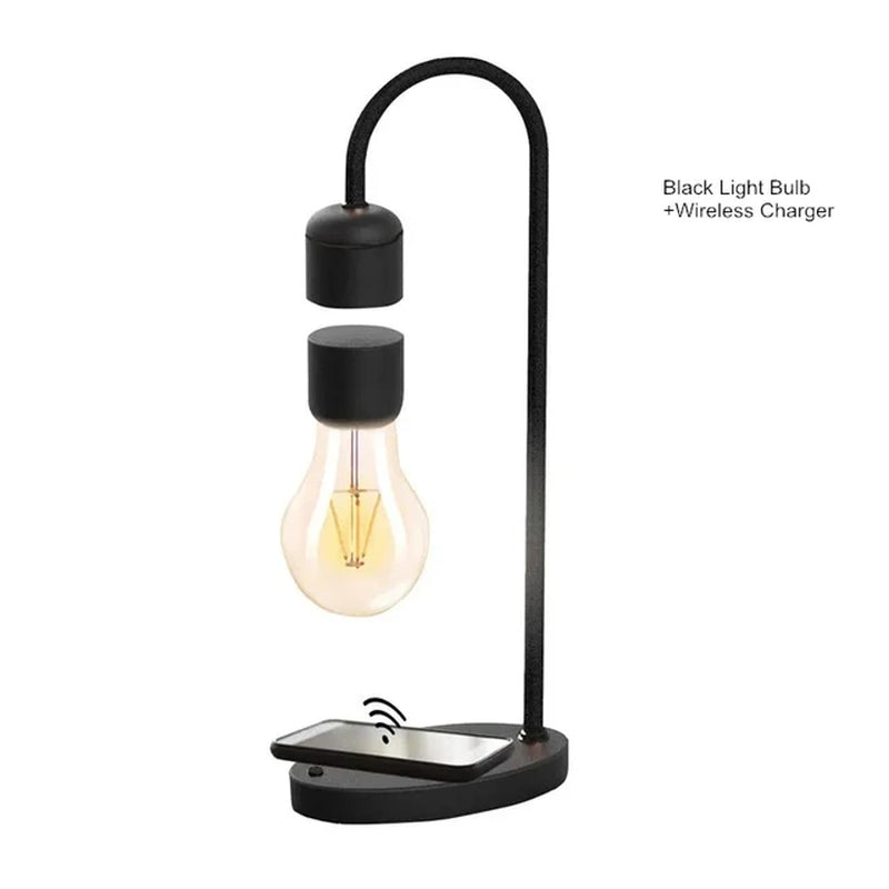 Magnetic Levitating Floating Wireless LED Light Bulb with Wireless Charger for Desk Lamp Home Room Office Decor Unique Gift
