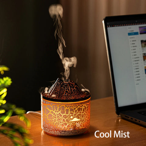 Image of Volcano Diffuser Essential Oils Jellyfish Cool Mist Air Humidifier Flame Aroma Diffuser for Bedroom Smell for Home 180Ml 7 Color