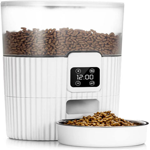 Image of Automatic Cat Feeder, 3.5L Dual Power Pet Feeder Automatic Dry Food Dispenser, Control 1-4 Meals a Day, Automatic Dog Feeder