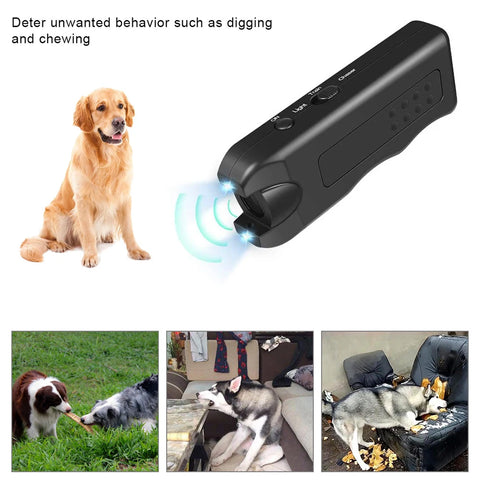 Image of Ultrasonic anti Barking Device Portable Automatic Bark Stopper with LED Light Repeller Trainer Battery Powered for All Size Dogs