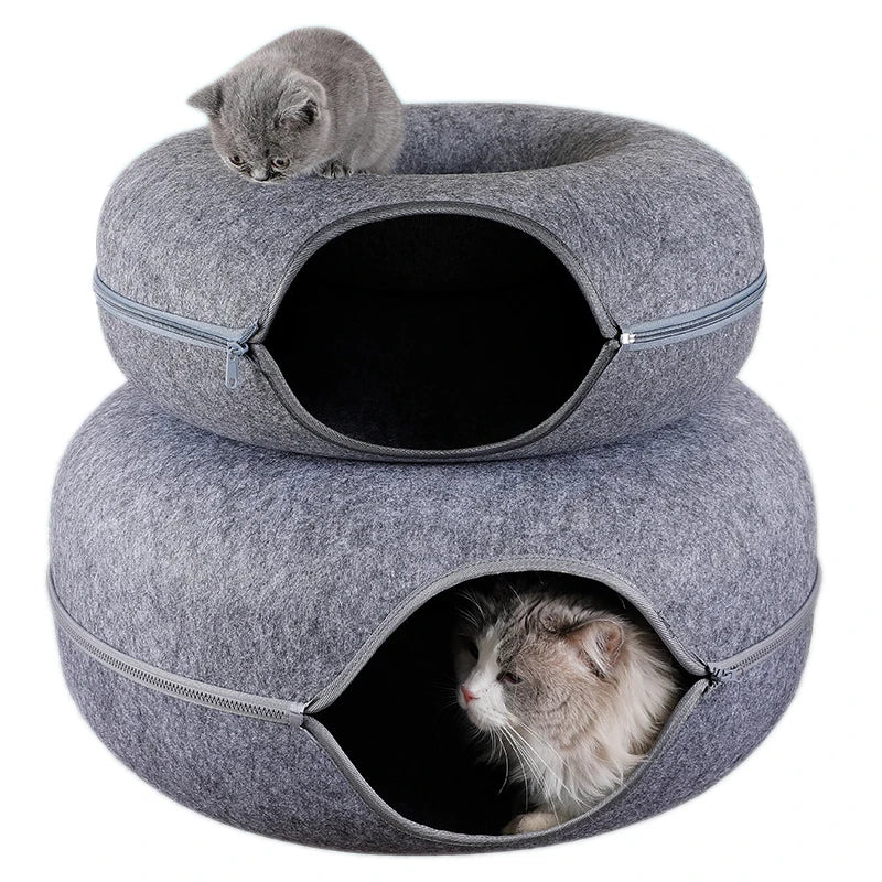 Donut Cat Bed Pet Cat Tunnel Interactive Game Toy Cat Bed Dual-Use Indoor Toy Kitten Sports Equipment Cat Training Toy Cat House