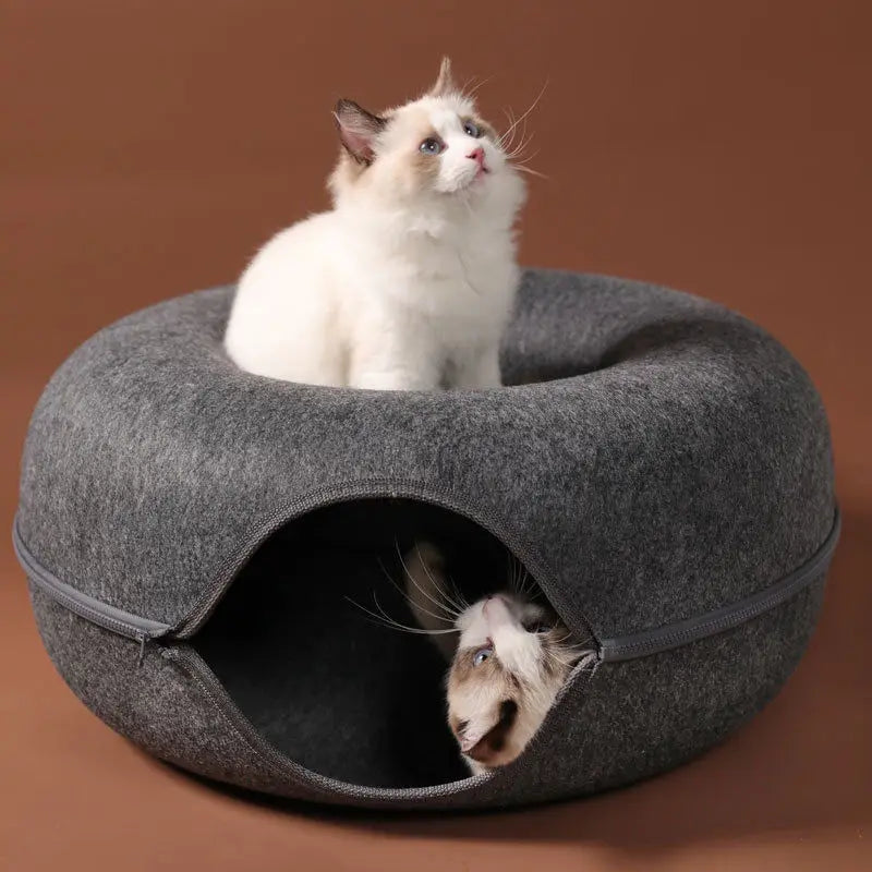 Donut Cat Bed Pet Cat Tunnel Interactive Game Toy Cat Bed Dual-Use Indoor Toy Kitten Sports Equipment Cat Training Toy Cat House