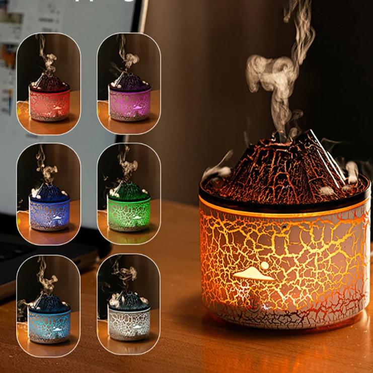 Volcano Diffuser Essential Oils Jellyfish Cool Mist Air Humidifier Flame Aroma Diffuser for Bedroom Smell for Home 180Ml 7 Color