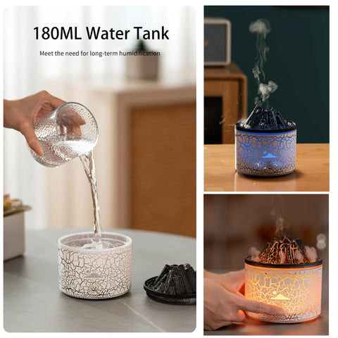 Image of Volcano Diffuser Essential Oils Jellyfish Cool Mist Air Humidifier Flame Aroma Diffuser for Bedroom Smell for Home 180Ml 7 Color